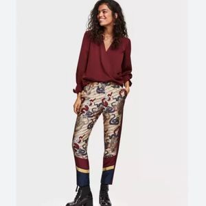 Scotch&Soda Madison Scotch Stargazer Snakes Print Burgundy Serpenti Satin Pants